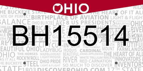 BH15514 Ohio License Plate