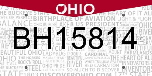BH15814 Ohio License Plate
