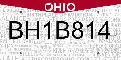 BH1B814 Ohio License Plate
