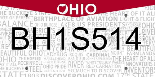 BH1S514 Ohio License Plate