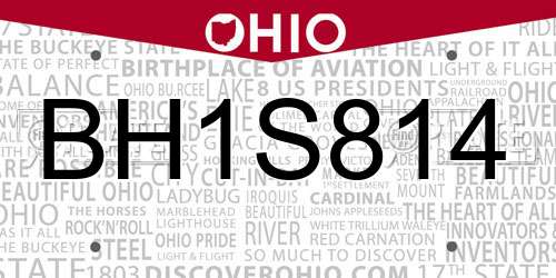 BH1S814 Ohio License Plate