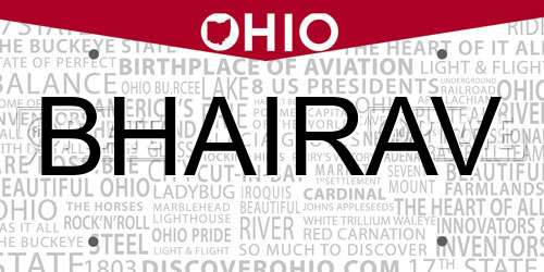 BHAIRAV Ohio License Plate