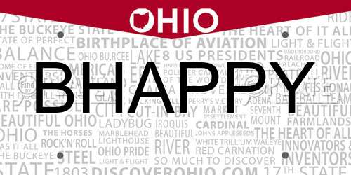 BHAPPY Ohio License Plate
