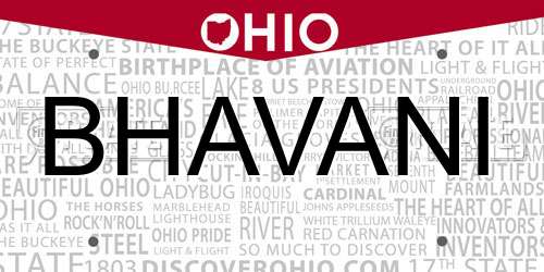 BHAVANI Ohio License Plate