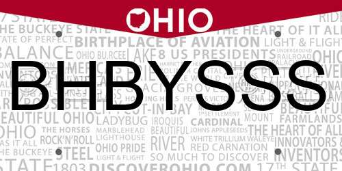 BHBYSSS Ohio License Plate