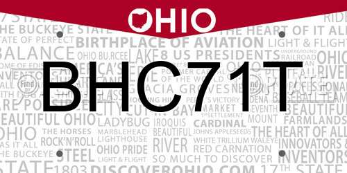 BHC71T Ohio License Plate