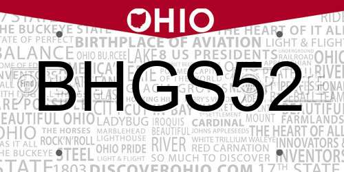BHGS52 Ohio License Plate