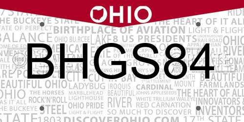 BHGS84 Ohio License Plate