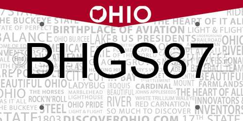BHGS87 Ohio License Plate