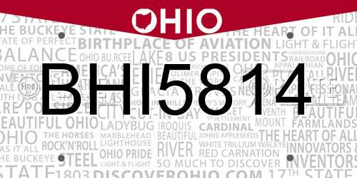 BHI5814 Ohio License Plate