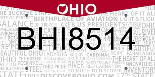 BHI8514 Ohio License Plate