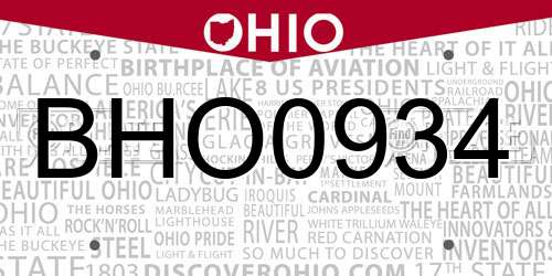 BHO0934 Ohio License Plate