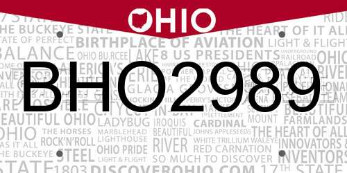 BHO2989 Ohio License Plate