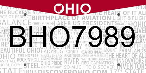 BHO7989 Ohio License Plate