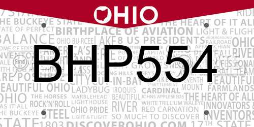 BHP554 Ohio License Plate