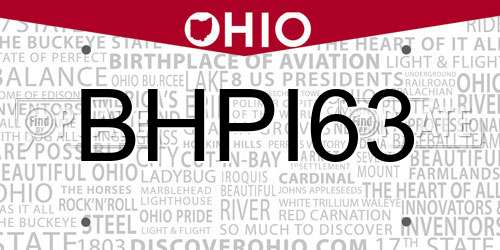 BHPI63 Ohio License Plate