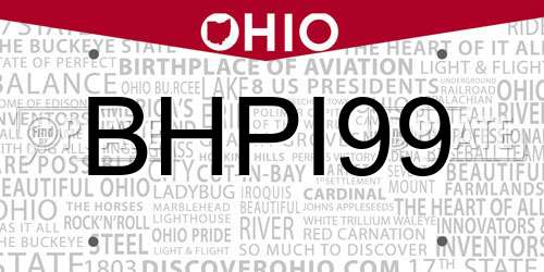 BHPI99 Ohio License Plate