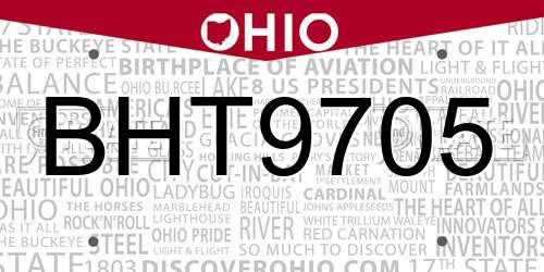 BHT9705 Ohio License Plate