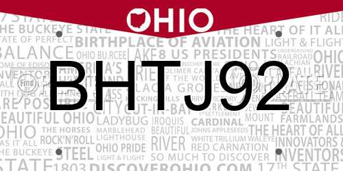 BHTJ92 Ohio License Plate