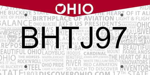 BHTJ97 Ohio License Plate