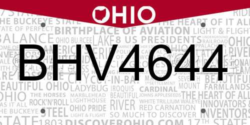 BHV4644 Ohio License Plate