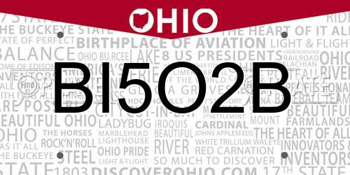 BI5O2B Ohio License Plate