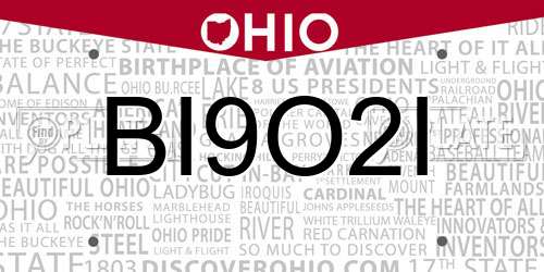 BI9O2I Ohio License Plate