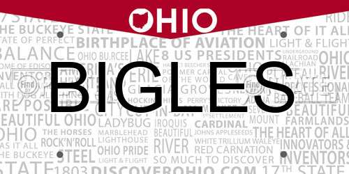 BIGLES Ohio License Plate
