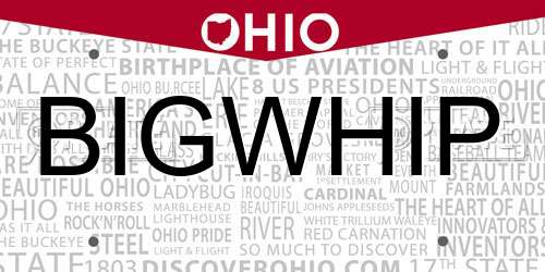 BIGWHIP Ohio License Plate