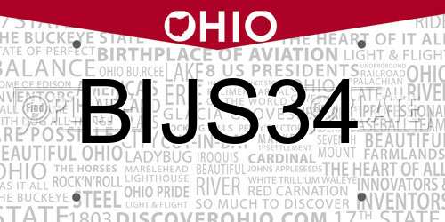 BIJS34 Ohio License Plate