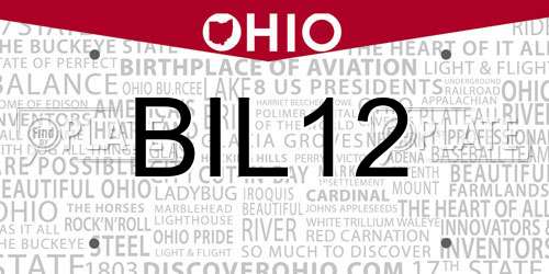 BIL12 Ohio License Plate