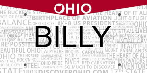 BILLY Ohio License Plate