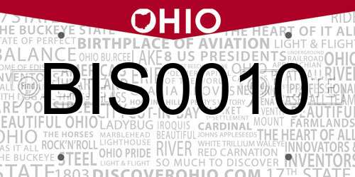 BIS0010 Ohio License Plate