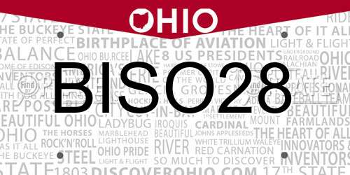 BISO28 Ohio License Plate