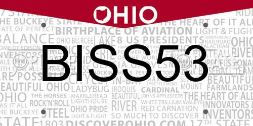 BISS53 Ohio License Plate