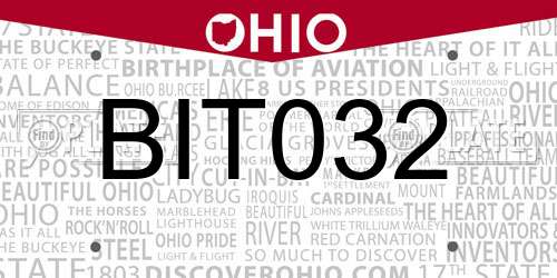 BIT032 Ohio License Plate