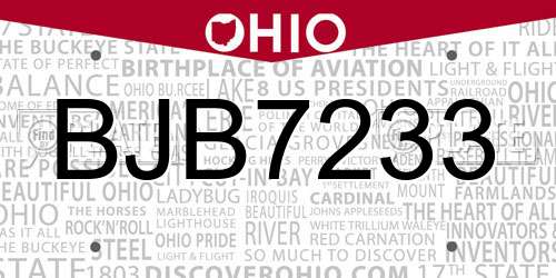 BJB7233 Ohio License Plate