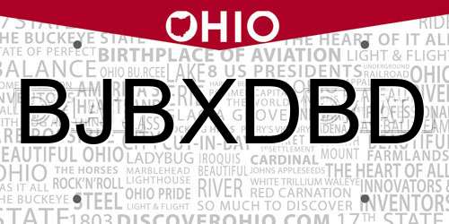 BJBXDBD Ohio License Plate