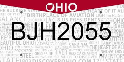 BJH2055 Ohio License Plate