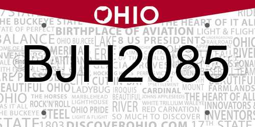 BJH2085 Ohio License Plate