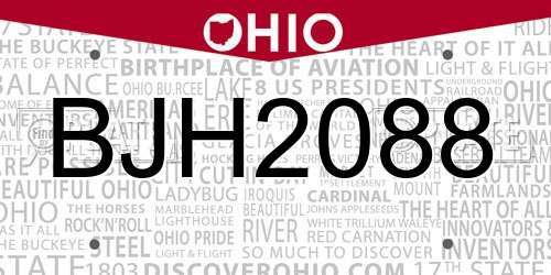 BJH2088 Ohio License Plate