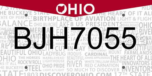 BJH7055 Ohio License Plate
