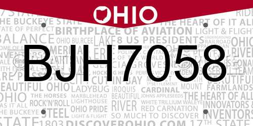 BJH7058 Ohio License Plate