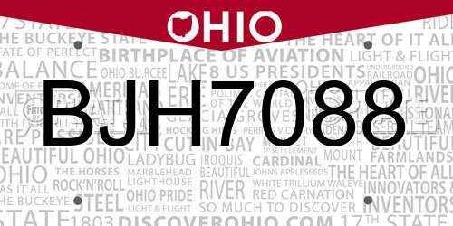BJH7088 Ohio License Plate