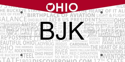 BJK Ohio License Plate