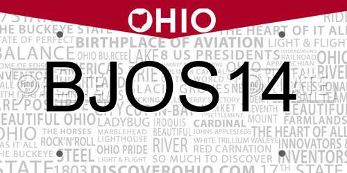 BJOS14 Ohio License Plate