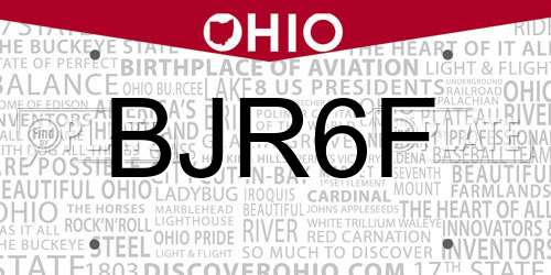 BJR6F Ohio License Plate