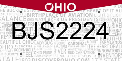 BJS2224 Ohio License Plate