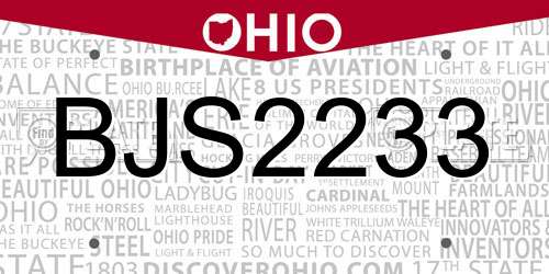 BJS2233 Ohio License Plate