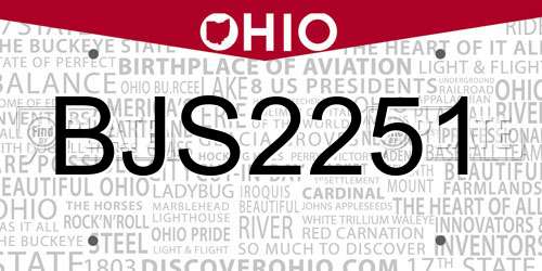 BJS2251 Ohio License Plate